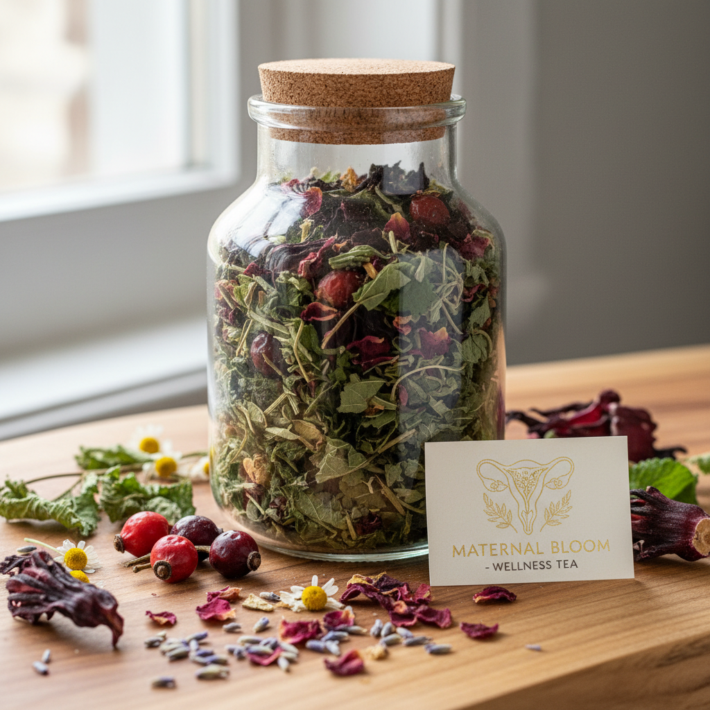 Baby Blossom thee voor zwangere en kraamvrouwen met vrouwenmantel, frambozenblad, brandnetel, citroenmelisse, rozenbottel en hibiscus