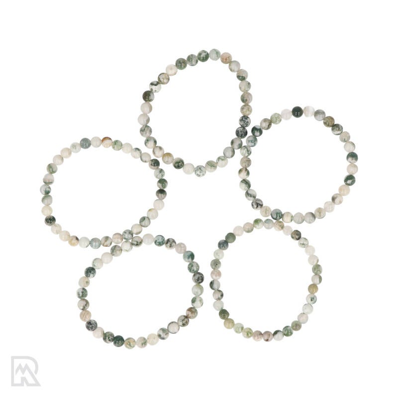 Boomagaat armband met groene boomachtige patronen