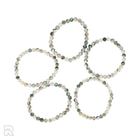 Boomagaat armband met groene boomachtige patronen