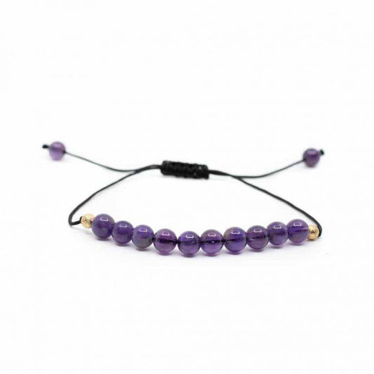 Verstelbare amethist armband met paarse kralen