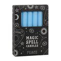 Lichtblauwe peace spell kaarsen set van 12 stuks