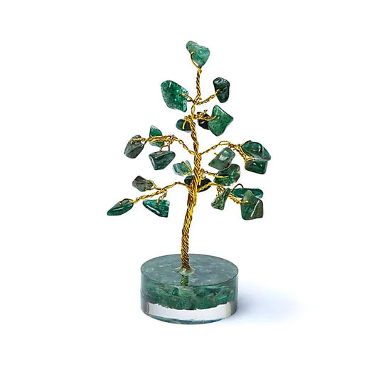 Groene aventurijn edelsteenboompje met glinsterende steentjes