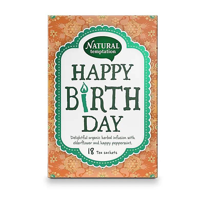 Verpakking Natural Temptation happy birthday kruidenthee BIO