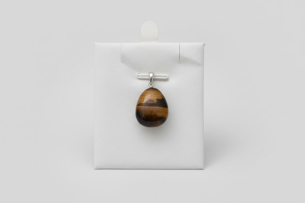 Tijgeroog hanger met gouden bruine strepen