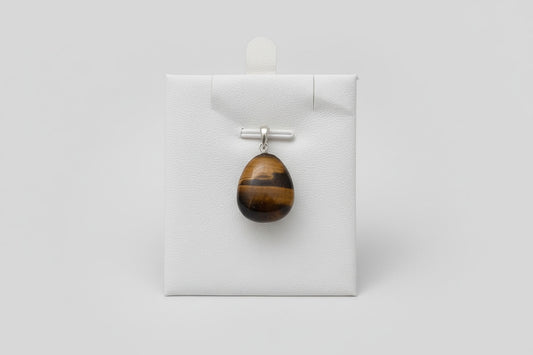 Tijgeroog hanger met gouden bruine strepen