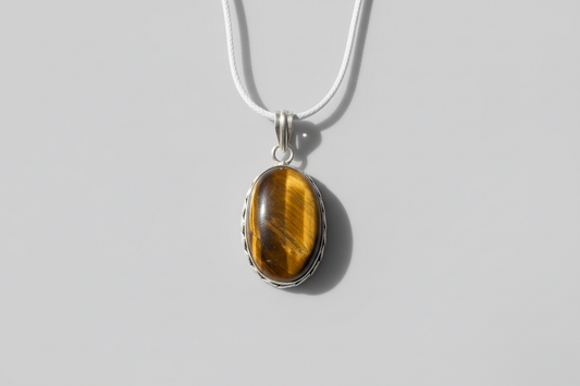 Tijgeroog hanger 4 cm in 925 sterling zilver
