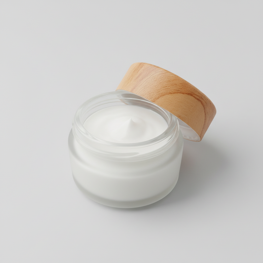 Potje handgemaakte gezichtscrème met anti-aging ingrediënten