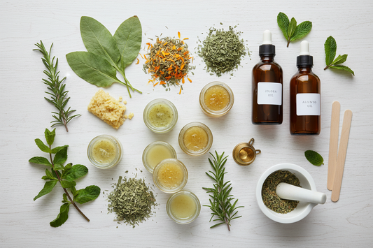 Workshop pagina met zalf ingrediënten en potjes