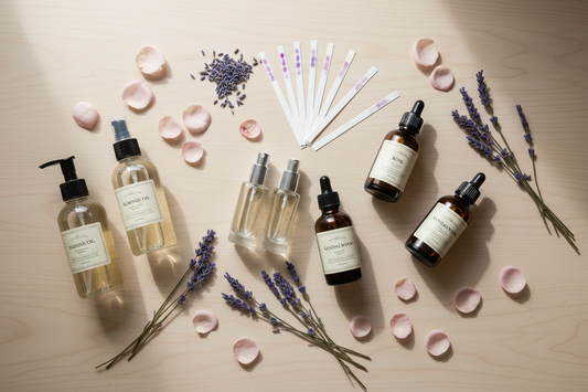 Workshop pagina met parfum flesjes en etherische oliën