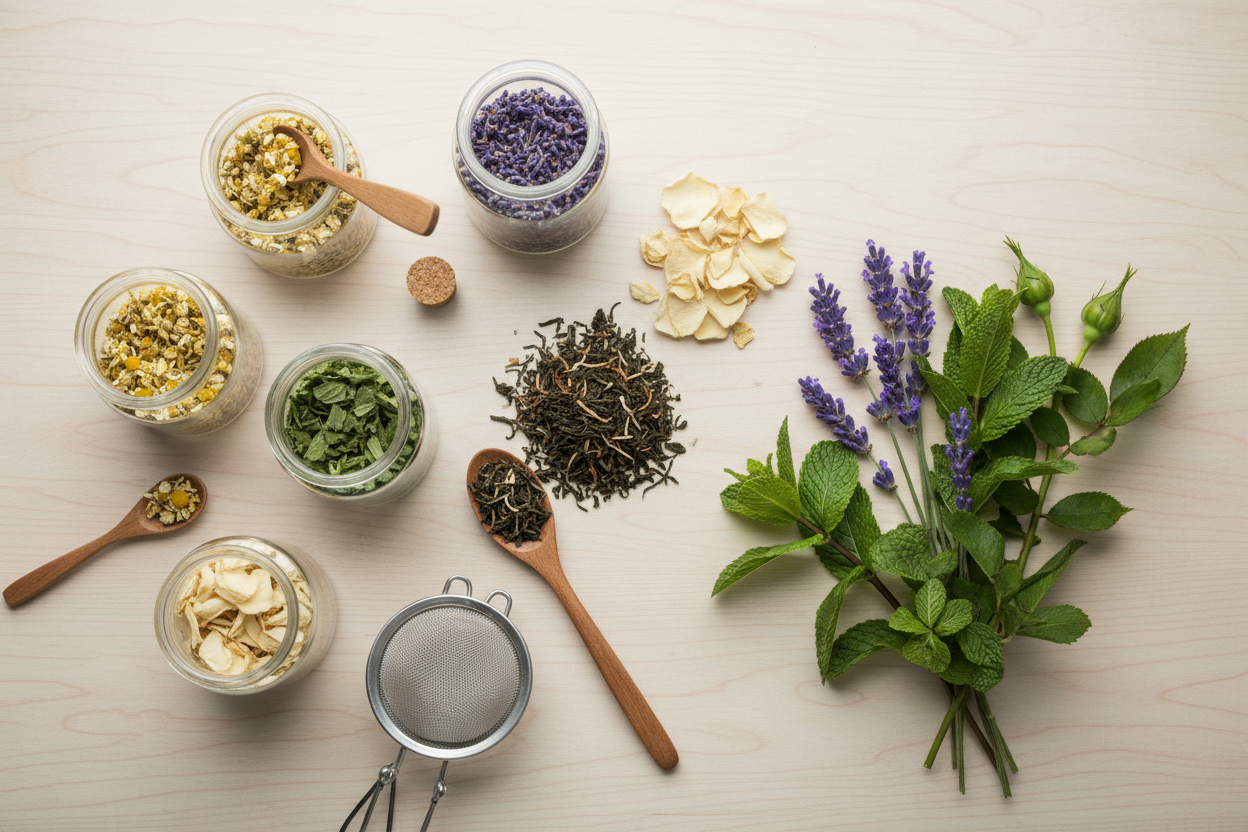 Workshop pagina met kruiden en thee blend instructies
