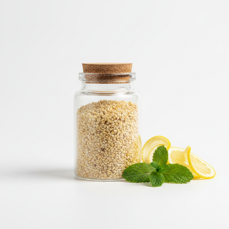 Gedroogde waterkefir korrels in zakje met levende culturen