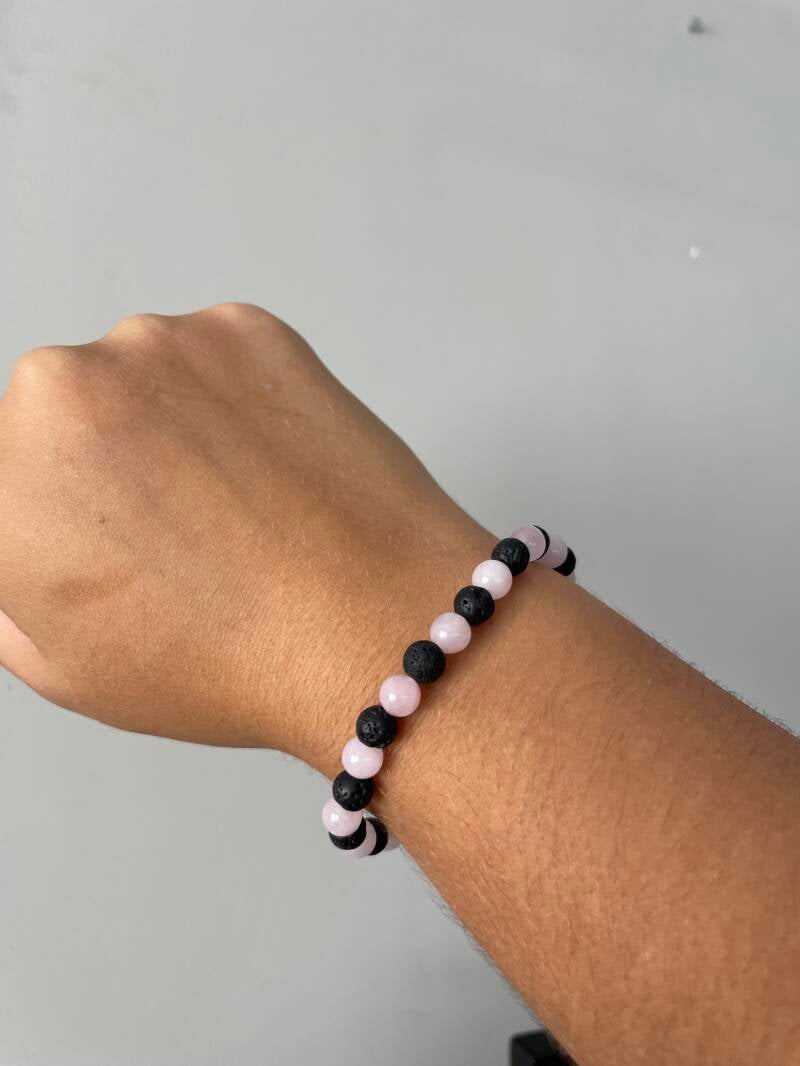 Lavasteen met Rozenkwarts armband