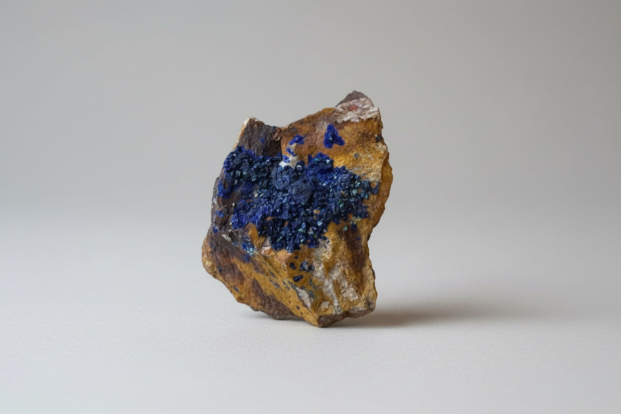 Azuriet-malachiet stuk met blauwe en groene kleuren