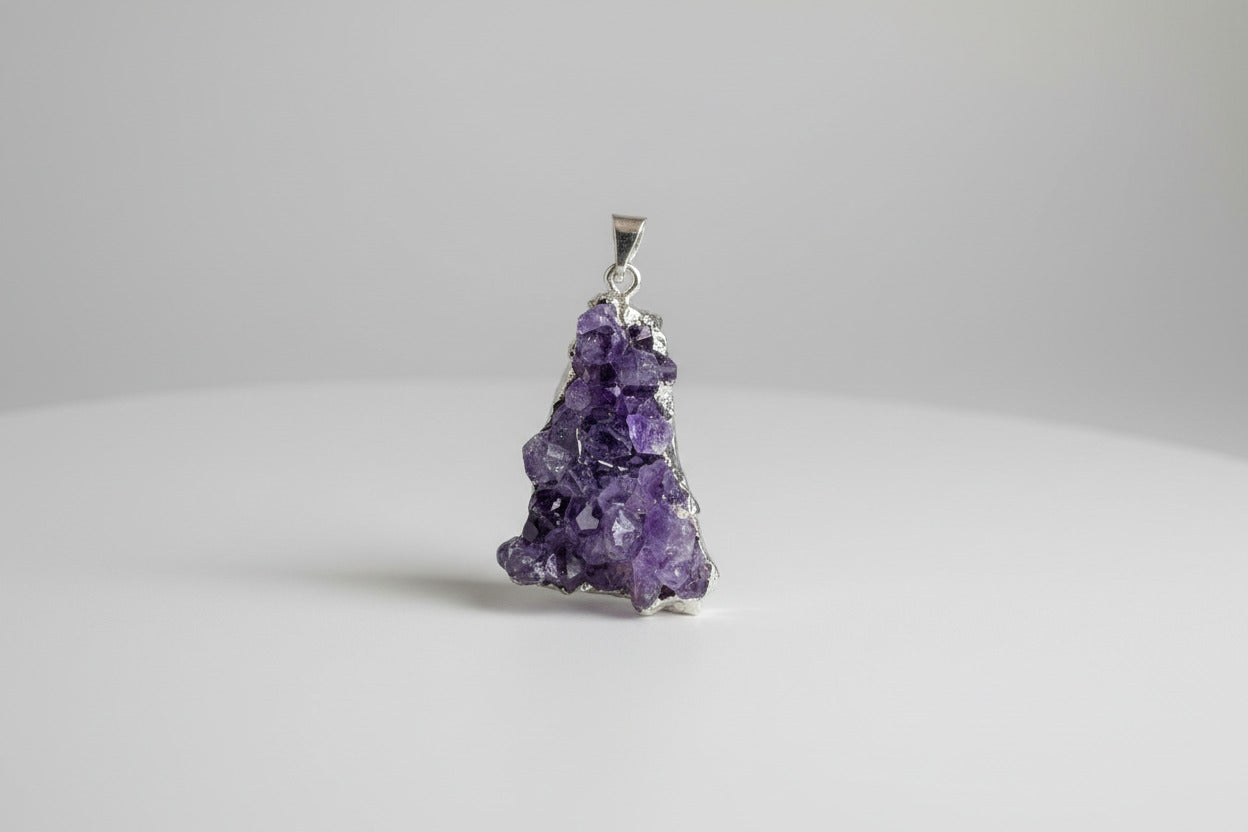 Amethisthanger ruw met zilver