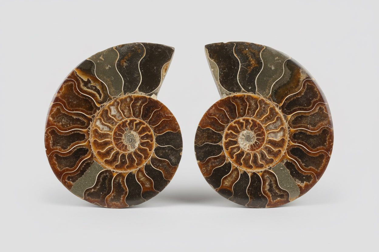 Set ammoniet fossielen van 15cm met spiraal