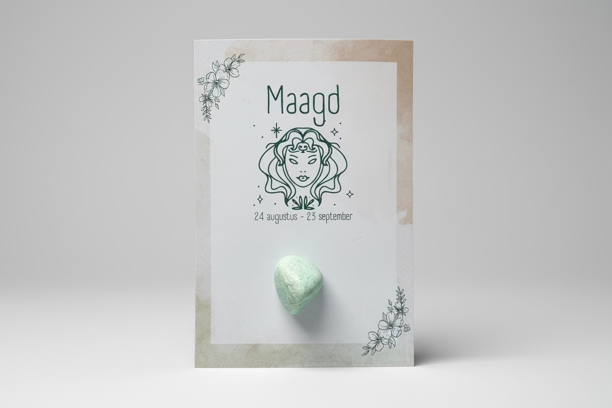 Virgo Zodiac Card with Stone