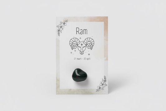 Aries Zodiac Card with Stone
