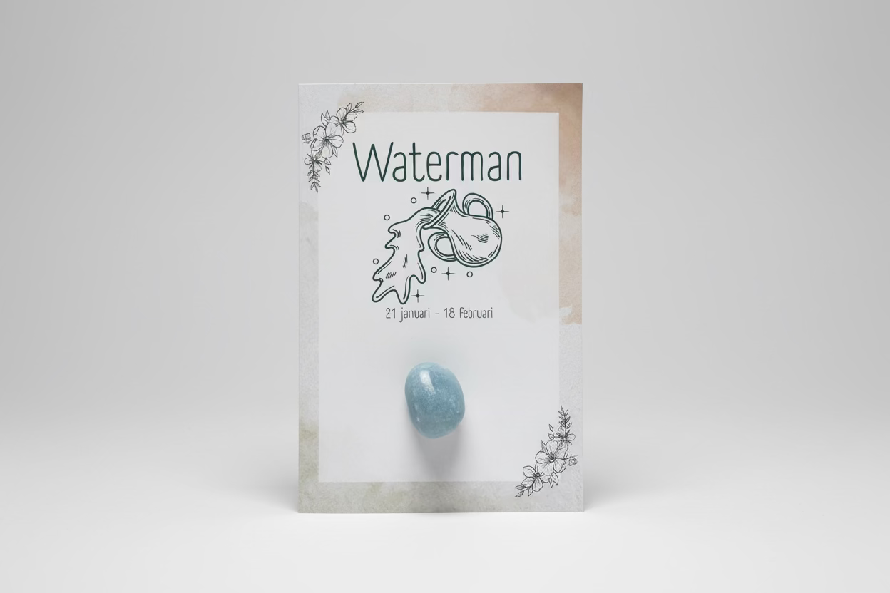 Aquarius Zodiac Card with Stone