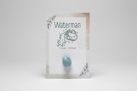 Aquarius Zodiac Card with Stone