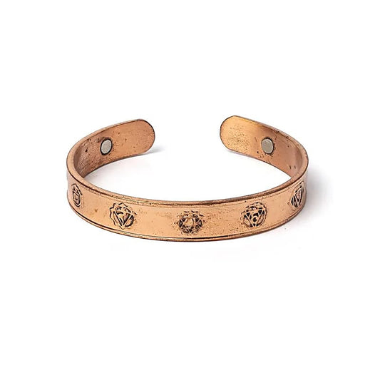 Koperen armband met magneten en kleine chakra-edelstenen