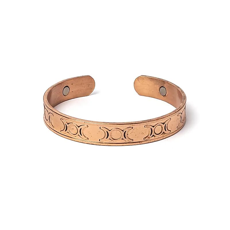 Koperen magnetische armband met drievoudige maan