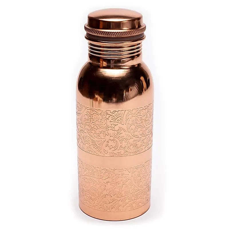 Koperen Waterfles met Bloempatroon 500 ml