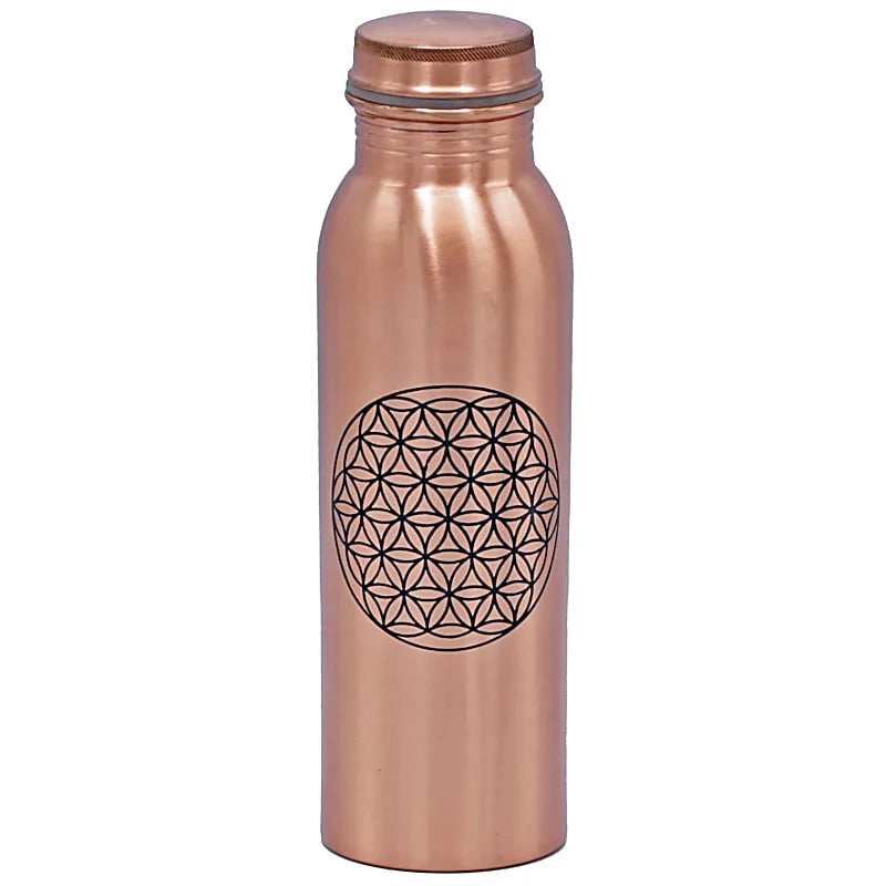 Koperen Waterfles met Bloem des Levens 750 ml