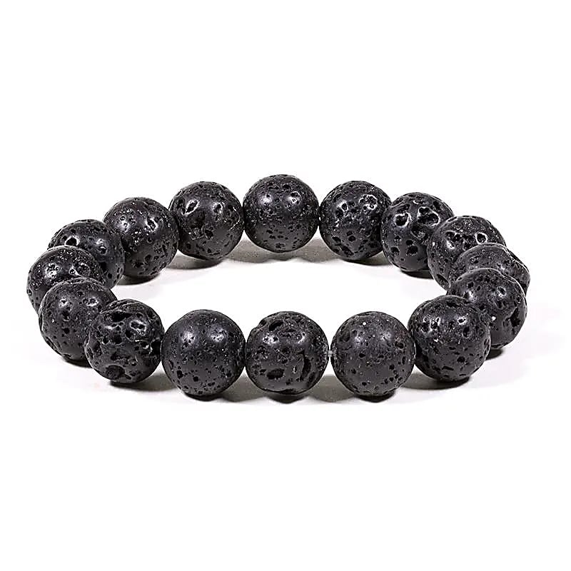 Lavasteen armband met donkere poreuze kralen