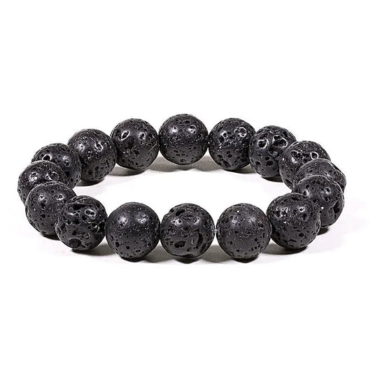 Lavasteen armband met donkere poreuze kralen