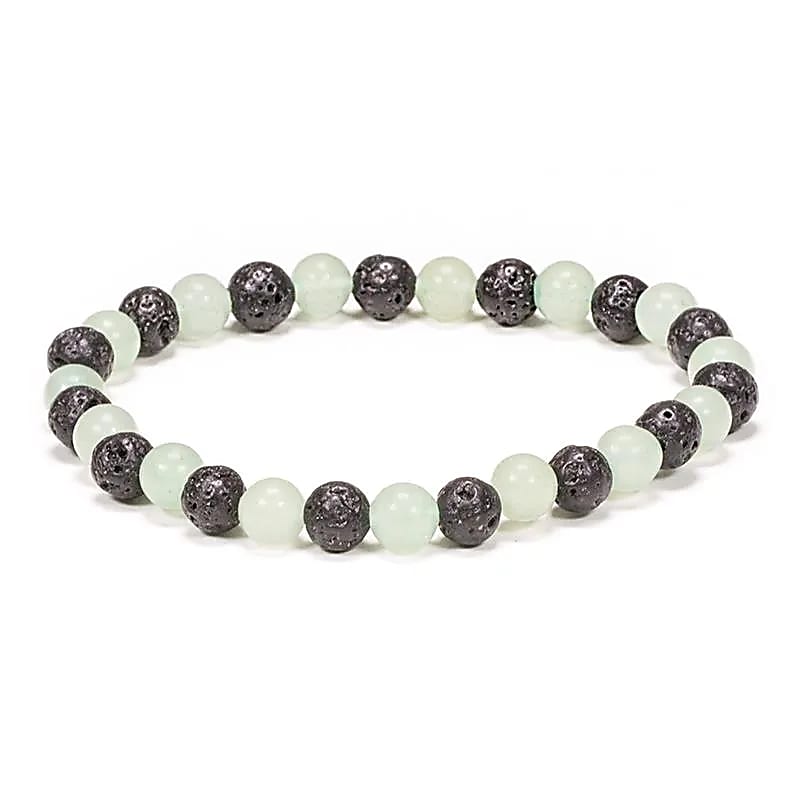 Armband met lavasteen en groene aventurijn kralen