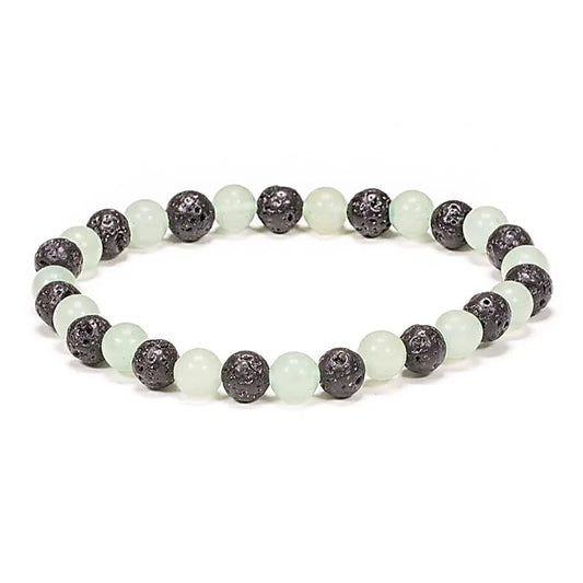 Armband met lavasteen en groene aventurijn kralen