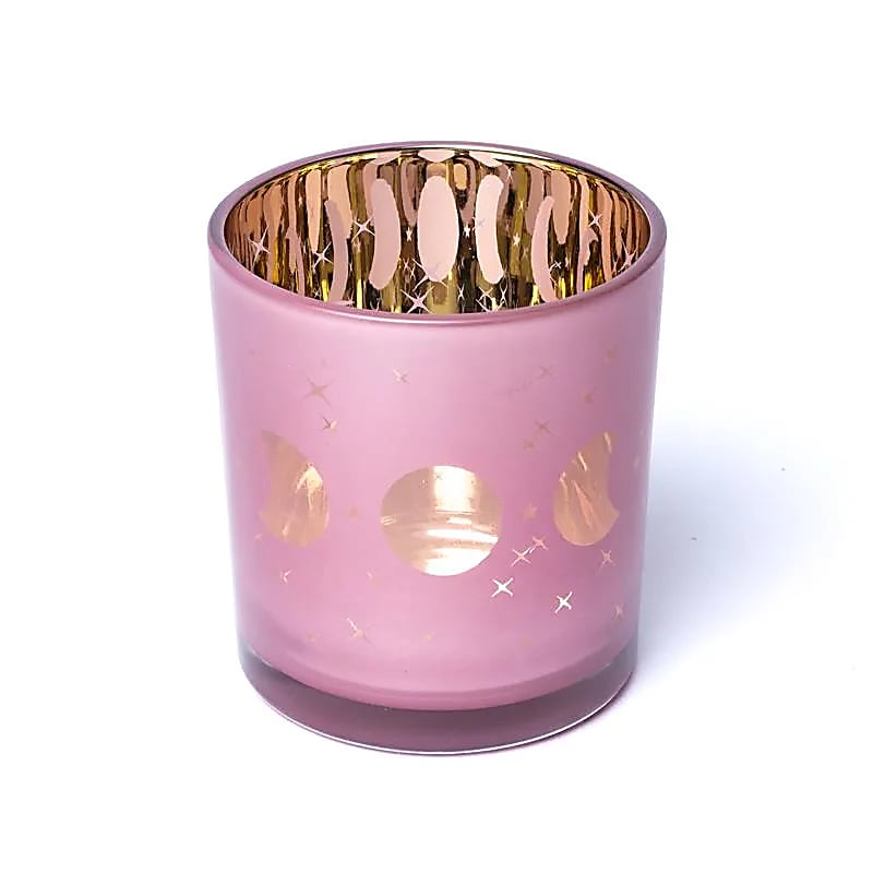 Roze metallic sfeerlicht glas met maanfasen