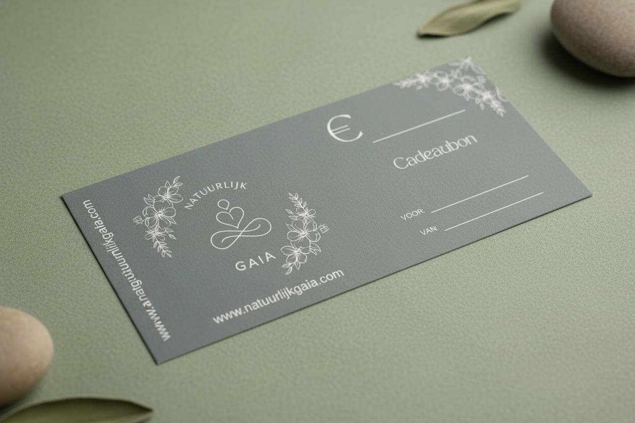 Digitale of papieren cadeaubon van Natuurlijk Gaia met edelsteen thema