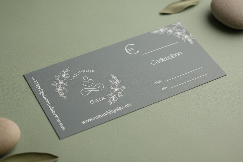 Digitale of papieren cadeaubon van Natuurlijk Gaia met edelsteen thema