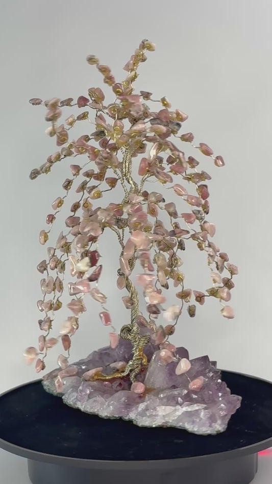 rhodochrosiet edelsteenboom 360 graden zicht