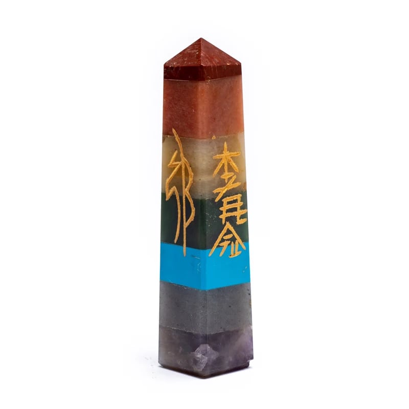 7-Chakra Orgonite Obelisk met Reiki-symbolen
