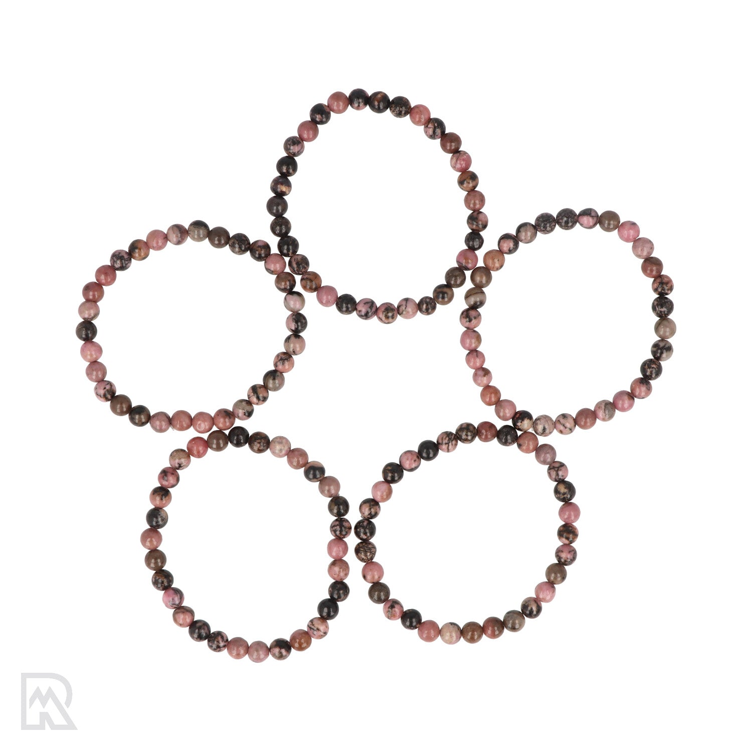 Rhodoniet armband met roze en zwarte aders