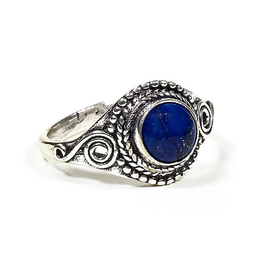 Verstelbare lapis lazuli ring met diepblauwe steen