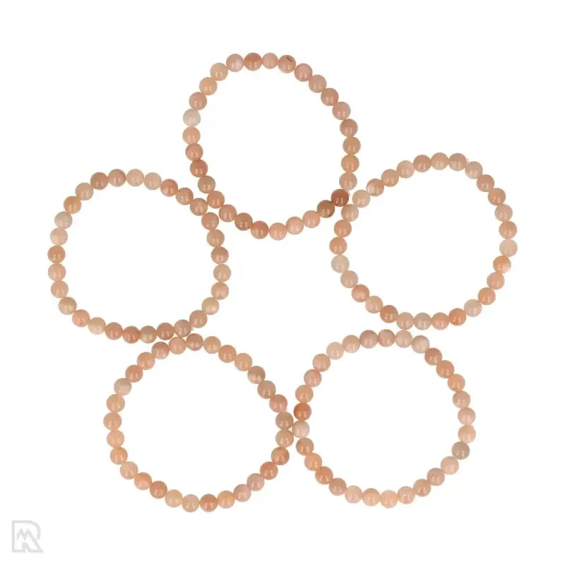 Roze maansteen armband met parelmoer glans