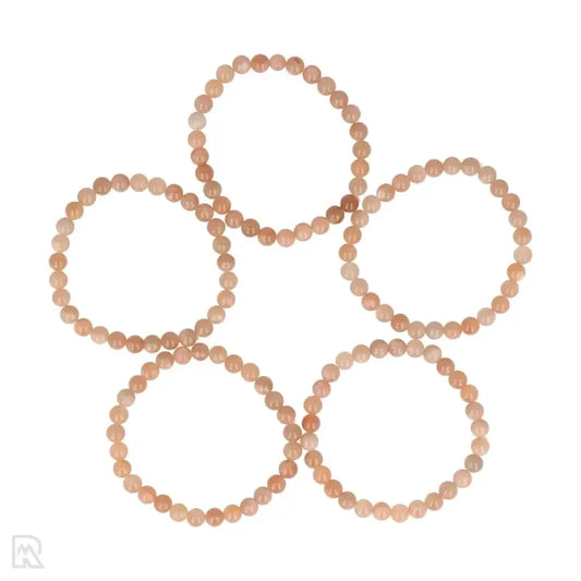 Roze maansteen armband met parelmoer glans