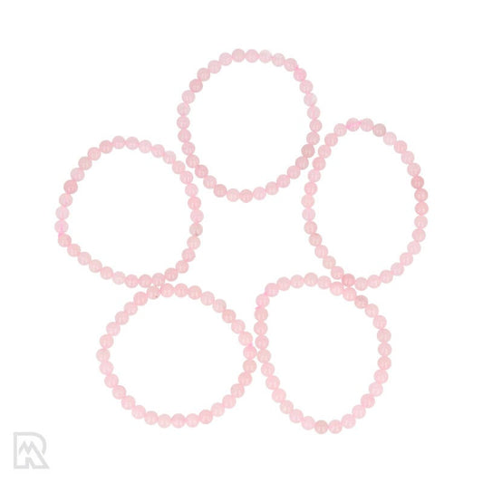 Rozenkwarts armband in zachte roze kralen