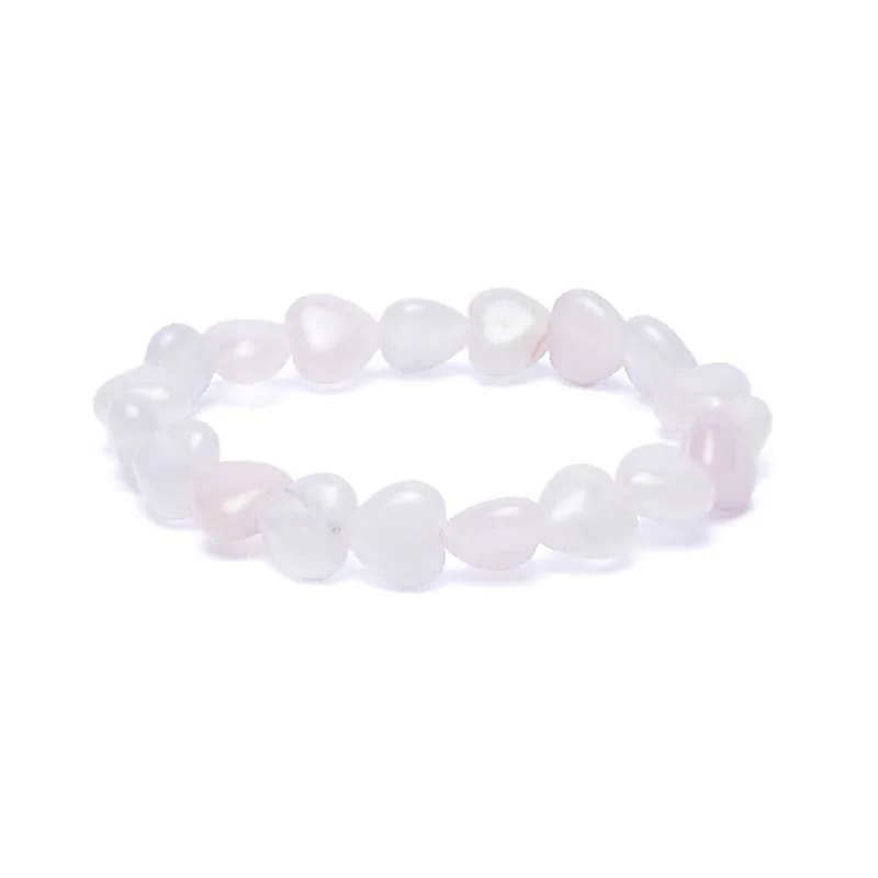 Rozenkwarts hartvorm armband in zacht roze