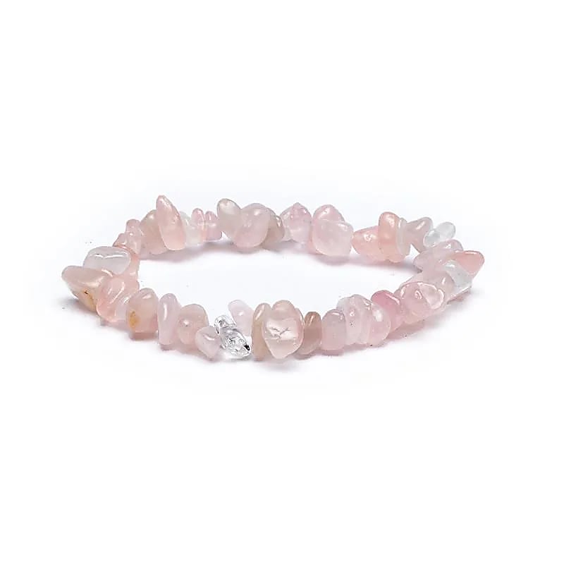 Split rozenkwarts armband met zachte roze kralen