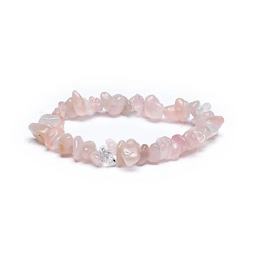 Split rozenkwarts armband met zachte roze kralen