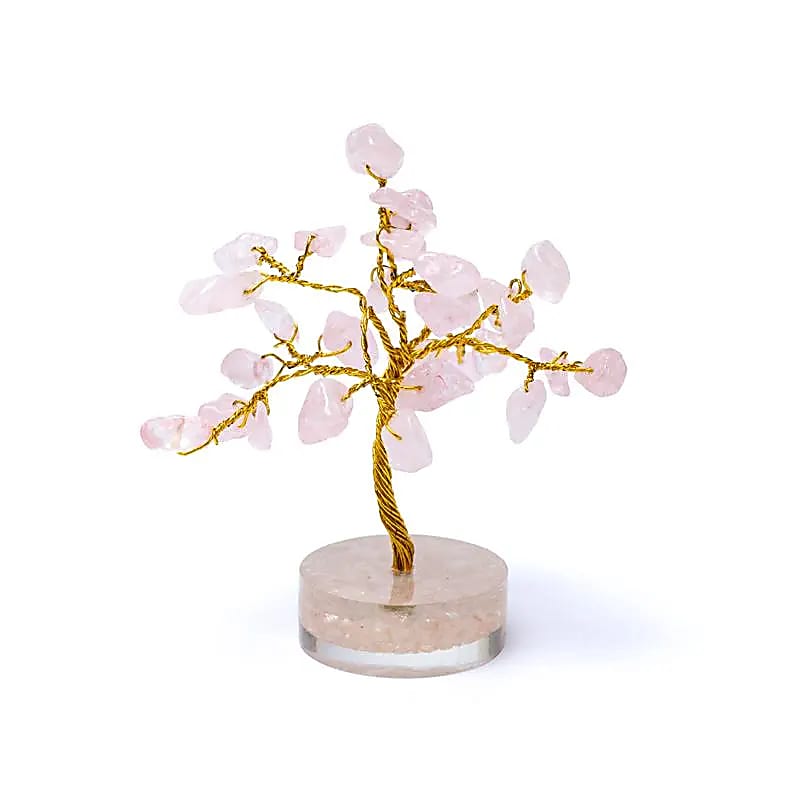 Rozenkwarts edelsteenboompje met zachte roze steentjes