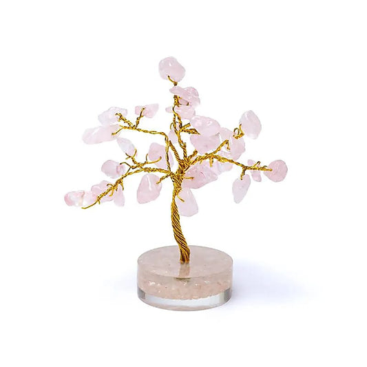 Rozenkwarts edelsteenboompje met zachte roze steentjes
