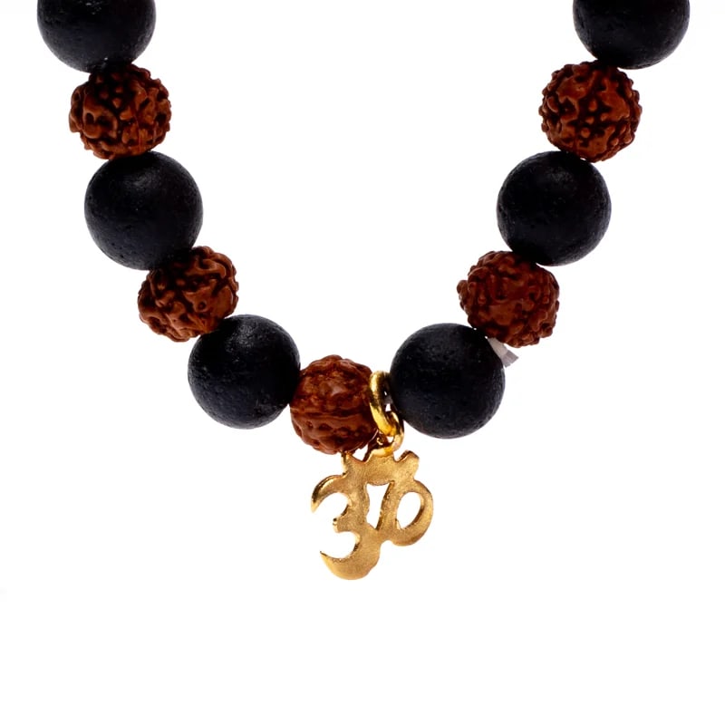 Rudraksha Lavasteen Armband met Ohm