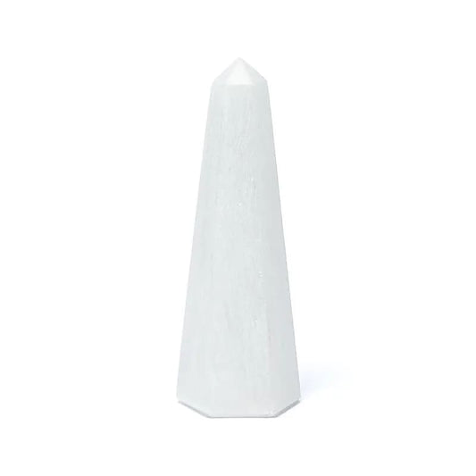 Seleniet obelisk van 15 cm met melkachtige transparantie