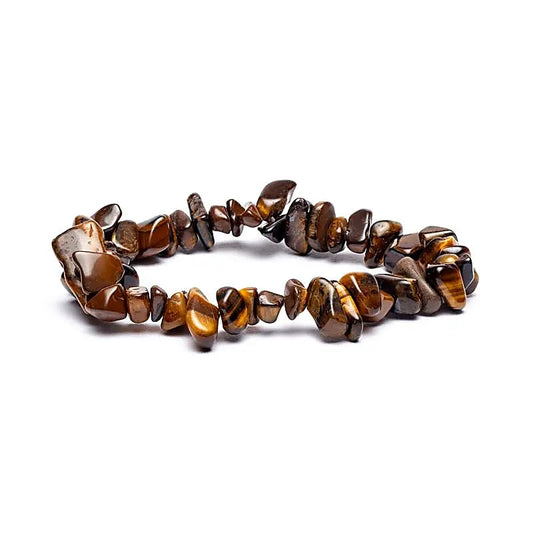 Split tijgeroog armband met gouden strepen