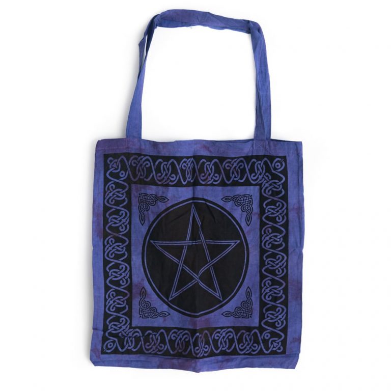 Paarse tote tas met pentagram en Keltisch design, 45 cm